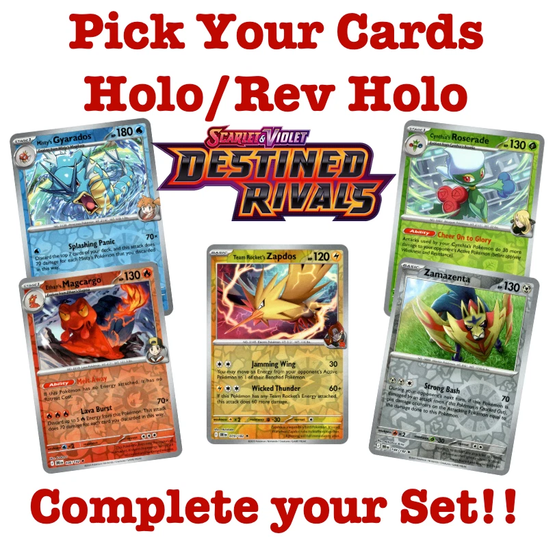 Pokemon Destined Rivals Holo/Reversed Holo - Pick your cards - Cards 1-182 - Image 1 of 1