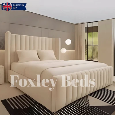 Ottoman Bed Winged Plush Velvet New York Divan Storage Double & King Size Bed - Image 1 of 4