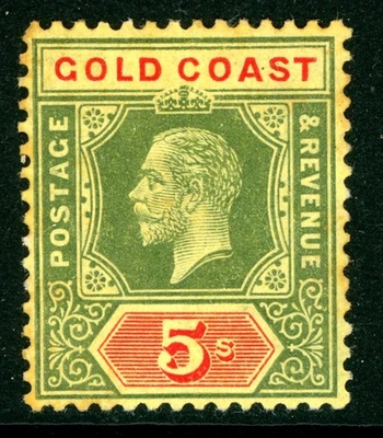 Troquel británico 1913 KGVI 5 chelines verde y rojo 1 Scott #78 como nuevo K229 Foto 1 de 4