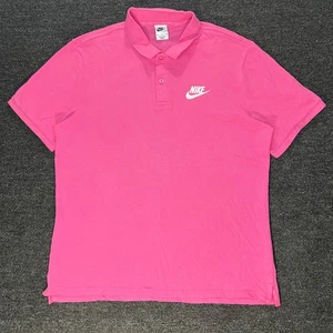 Nike Sportswear Men's Pink White Logo Polo Short Sleeve Shirt Xl - Picture 1 of 12