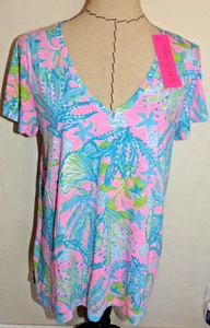 LILLY PULITZER  Ladies Etta V-Neck Knit Tee  HIP NAUTIC   Extra Large  NWT - Picture 1 of 6