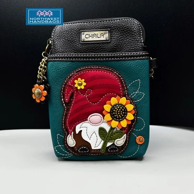 GNOME SUNFLOWER CELLPHONE CROSSBODY PURSE TURQUOISE CHALA - Image 1 of 4