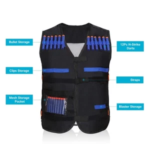 Black Elite Series Vest For Children Adjustable Straps For Battles Outdoor - Bild 1 von 19