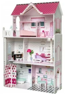 myToys HolzPuppenHaus für Puppen Barbie Möbel & Lift Kinderpuppenspielhaus - Bild 1 von 1