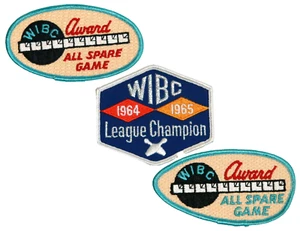 Parches de bolsa de bolos - retro 1964 1965 vintage WIBC campeón y juego de repuesto - Imagen 1 de 8
