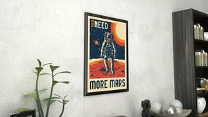 Póster espacial vintage de Giclee de lona enmarcada en Marte - Imagen 1 de 6