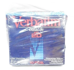 Vintage Verbatim Double Density MD 2D 5 1/4" Floppy Disk 500 KB 10 Pack PC Disks - Photo 1/4