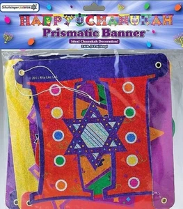 HAPPY CHANUKAH Prismatic Party Banner Decoration New In Pack out of production 2 - Picture 1 of 23