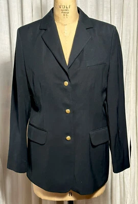 L.L.Bean Womens Blue/Blk Microfiber Blazer/Gold Buttons Sz 19R pre-owned - Image 1 of 4