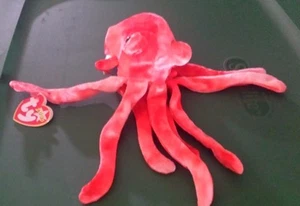 TY BEANIE BABIES "WIGGLY" ORANGE OCTOPUS VERY RARE WITH TAG - Picture 1 of 4