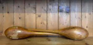Pair of Vintage Exercise Antique Indian Clubs. Wood Gym Weights Exercise Meels - Picture 1 of 6