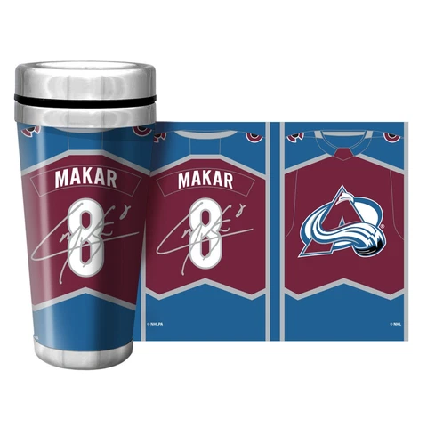 NEW CALE MAKAR TRAVEL TUMBLER 16oz MUG COLORADO AVALANCHE PLAYER JERSEY LICENSED Cover