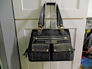 BLACK AND METALLIC BVLGARI TOTE LEATHER AND LOGOMANIA - Picture 1 of 11