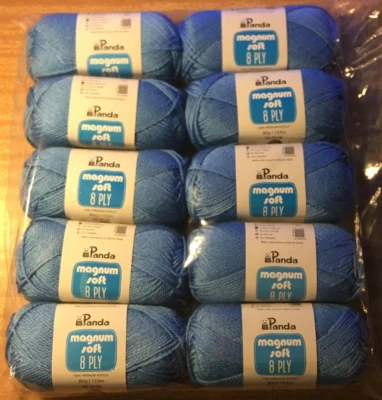 Panda Magnum Soft 80gm 153m 8ply Acrylic 9519 Mystic Blue x 10 Balls New - image 1 of 2