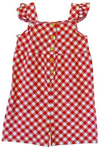 Mädchen Rot Gingham Kariert Sommer Shorts Overall 12 Monate Bis 5 Jahre - Bild 1 von 1