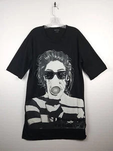 KKUU-TIST SHOP Women's Long T-Shirt Black Unique Graphic W Sequence Size Medium - Picture 1 of 12