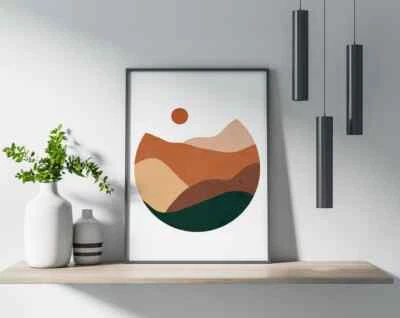 Abstract Minimalistic Shapes Boho Art Poster Premium Quality Choose your Size - Image 1 of 4