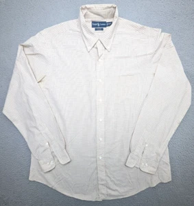 Polo Ralph Lauren Shirt Mens 17.5 36/37 Beige Check LS Custom Fit Relaxed - Foto 1 di 11