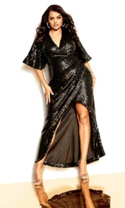 City Chic Luxe Ladies Sweet Lavish Sequins Dress size 14 XS Colour Black - Picture 1 of 8