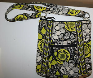 Vera Bradley Hipster Crossbody Bag Adjustable Citron Yellow Gray & Black