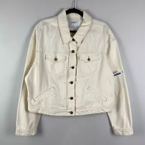 Old Navy Cropped Denim Jean Jacket Womens XL Off White Ecru Denim - Picture 1 of 11