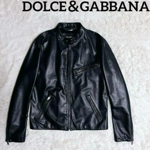 Dolce & Gabbana Silk Lined Single Riders Leather Jacket Size 52 XL Black Italy G - Picture 1 of 20