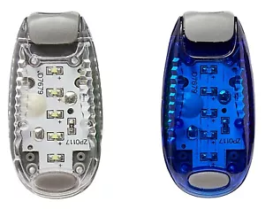 1 Blue 1 White LED Safety Light Night Clip On Flashing Running Cycling Bike Pet - Picture 1 of 11