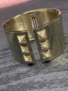 Vintage Victoria’s Secret gold tone Rhinestone Wide hinged bracelet Sz Small - Picture 1 of 9