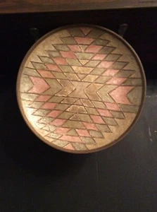 Vintage Hand Painted Solid Brass Wall Decoration Round 9.5”Made In India - Picture 1 of 4