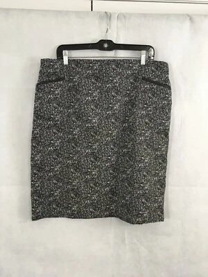 NUEVO SIN ETIQUETAS ROZ&ALI Negro/Blanco Estampado Palomitas Elastizado Cintura Pull On Falda Mujer’s Talla 1X Foto 1 de 4