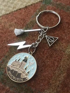 Wizards and Witches Keyring Keychain Lightning Bolt, Broom, Gift - Picture 1 of 4