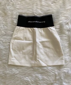 Alexander Wang Logo Elastic Mini Skirt White Size 4 - Picture 1 of 5