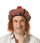 Mens Scottish Scots Tartan Hat with Ginger Hair Fancy Dress Accessory BH124