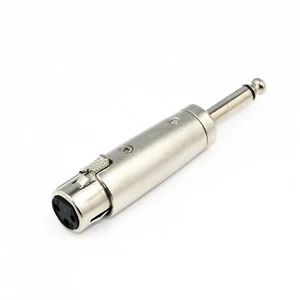 New Metal XLR 3 Pin Female to Mono 6.35mm 1/4 Male Jack Plug Adaptor Converter - Picture 1 of 3