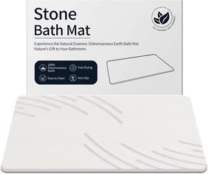 Stone Bath Mat Diatomaceous Earth Shower Mat Super Absorbent Non-Slip Diatomite  - Picture 1 of 6