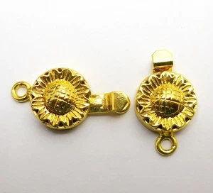 5 PCS 21X12X6MM SOLID COPPER BALI BOX CLASP 1 STRAND 18K GOLD PLATED 393 - Picture 1 of 3