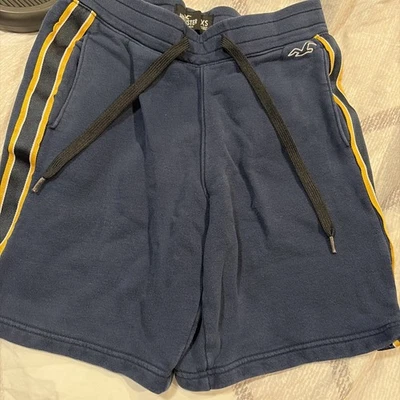 Hollister 男式运动衫 X 小号蓝色抓绒刺绣标志抽绳短裤 — 第 1/2 张图片