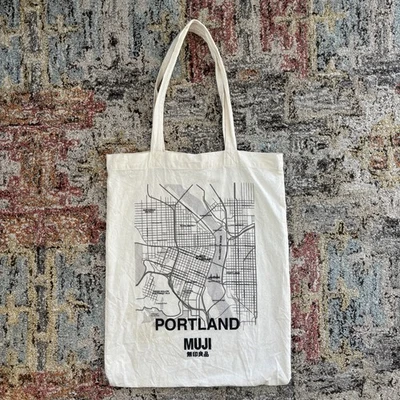 Muji Портленд графический хлопок сумка с короткими ручками Японии центр города улицы карта холст газон - Изображение 1 из 4