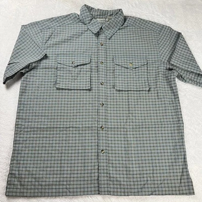 L.L. Bean Men’s Size Large Vintage Button Down Plaid Shirt blue green - Image 1 of 4