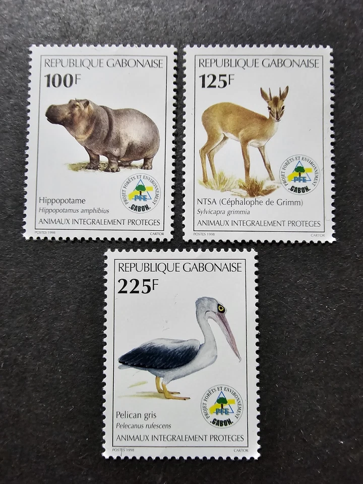 邮票加蓬动物保护动物 N°955/957 全新豪华全新邮票 1998 — 第 1/1 张图片
