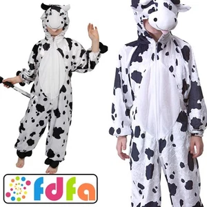 Wicked Cow Print Plush Jumpsuit Kids Childs Girls Boys Fancy Dress Costume - Picture 1 of 9