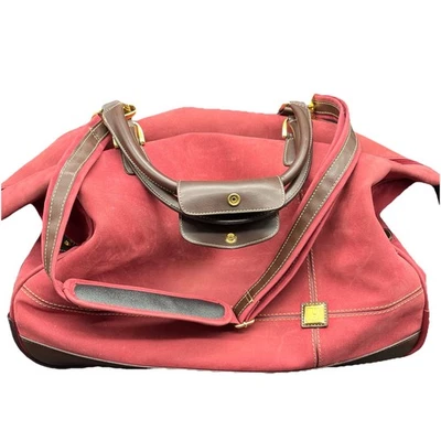 Diane von Furstenberg DVF Rojo Gamuza Rodillo Viaje Bolso de Lona Maleta Cuero Foto 1 de 4