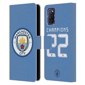 MAN CITY FC 2021/22 PREMIER LEAGUE CHAMPIONS LEATHER BOOK CASE FOR OPPO PHONES - Picture 1 of 10