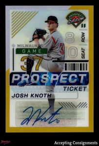 2024 Panini Prospect Holo Prospect Ticket Gold Josh Knoth Rookie AUTO 08/10 - Picture 1 of 2