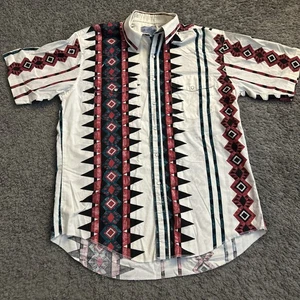 Vintage American Hero Shirt Mens Western Pearl Snap L Colorful Aztec Style - Picture 1 of 9