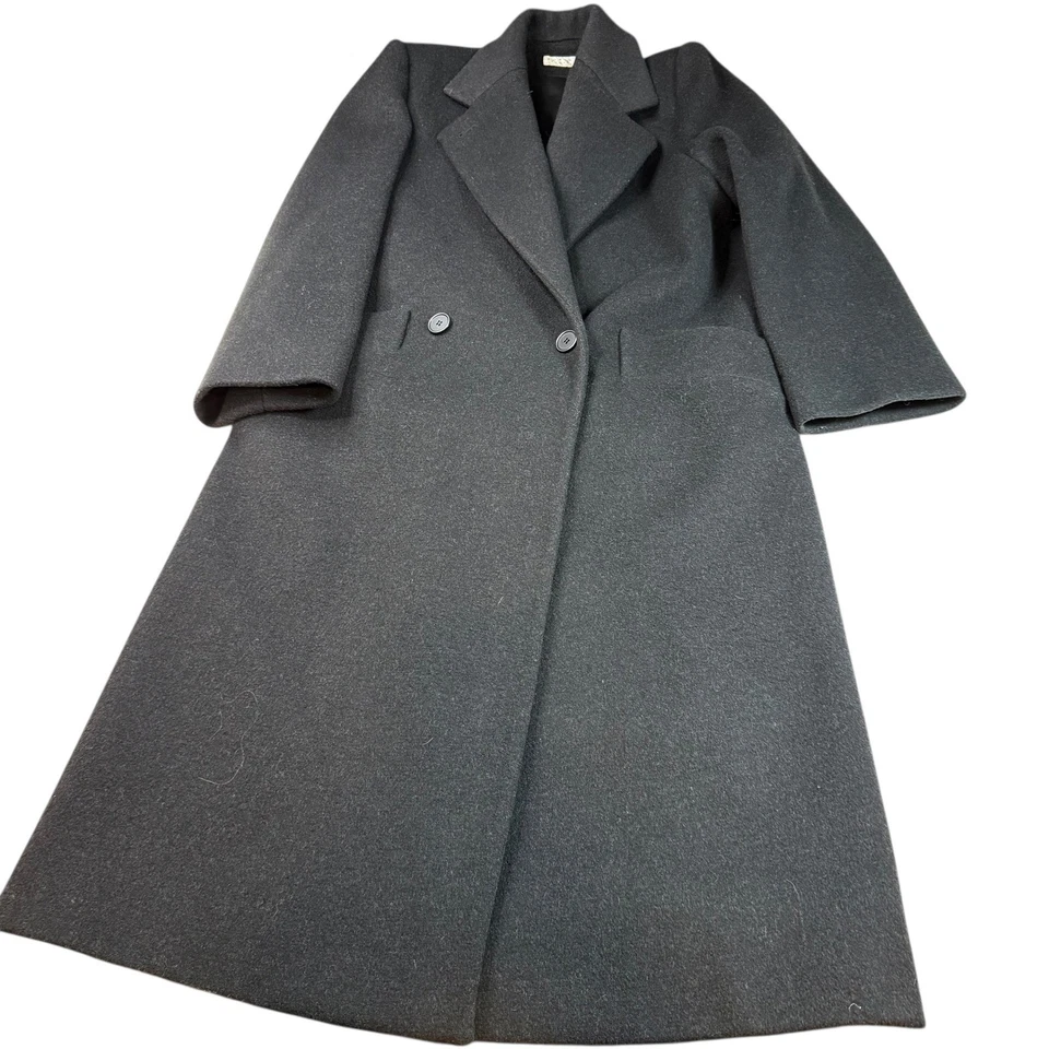 Perry Ellis Portfolio Overcoat – Wool-Blend Double Breasted, Black, Size L - Image 1 of 4