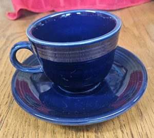 Fiestaware by Homer Laughlin Cobalt Fiesta Tea Cup and Saucer Set - Picture 1 of 7