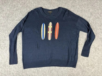 J. Suéter para mujer Crew tabla de surf fino de lino azul marino XL Foto 1 de 4
