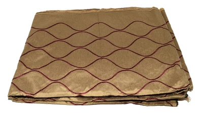 Tela de tapicería vintage dorada marrón geométrica remolinada bordada 55" x 4 yardas Foto 1 de 3