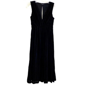 Vestido midi de terciopelo Madewell Broadway & Broome negro con textura talla 0 cuello en V - Imagen 1 de 9